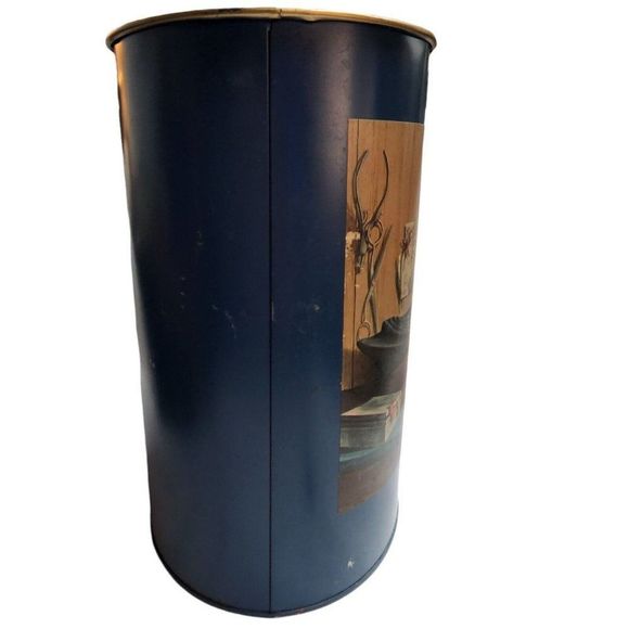 Vintage Plymouth Trash Can Waste Basket Duck Fly Fishing Mens Office Study MCM - Picture 3 of 10